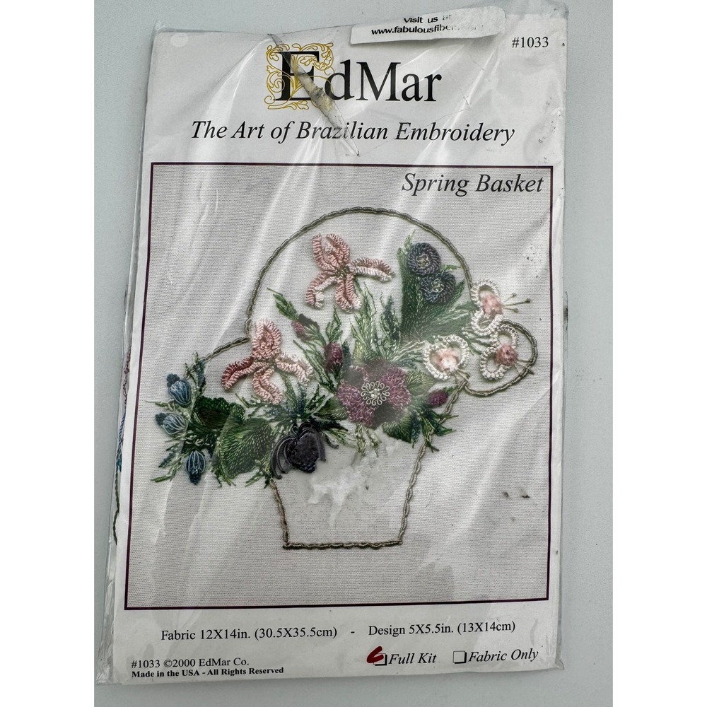 Vintage EdMar Brazilian Embroidery Kit #1033 Spring Basket New